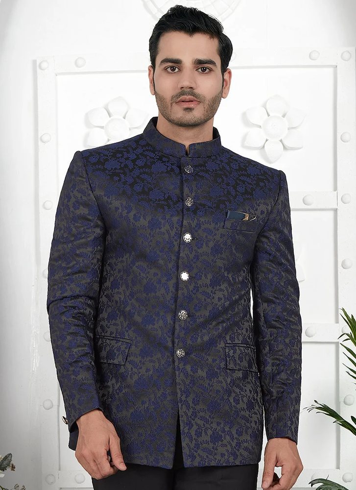 Navy bandhgala jacket tailored by Decent Tailor Ahmedabad