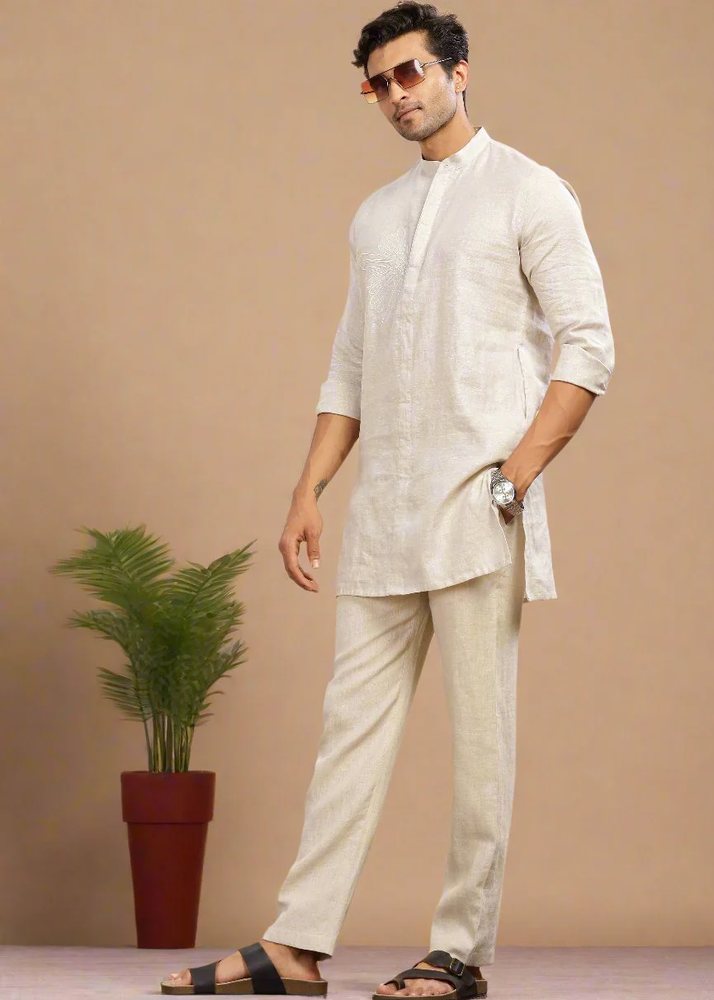 Linen kurta tailored by Decent Tailor Ahmedabad