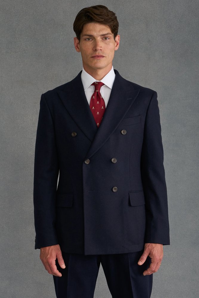 Navy flannel suit tailored by Decent Tailor Ahmedabad